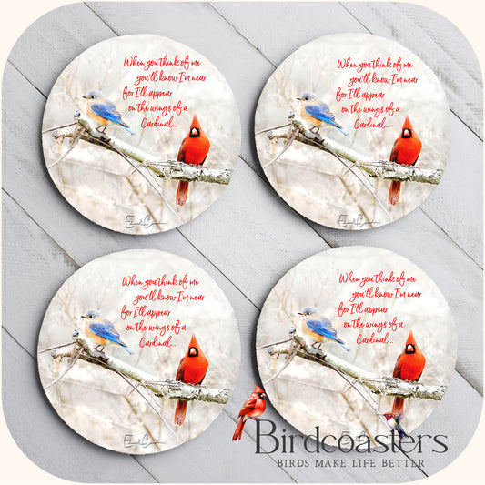 Bluebird and Cardinal with Poem - Wings of a Cardinal