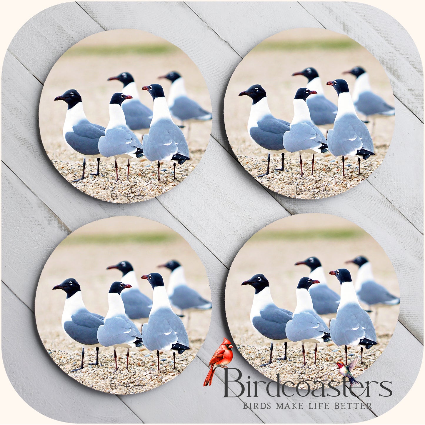 Seagulls Gathering - Coastal Charm