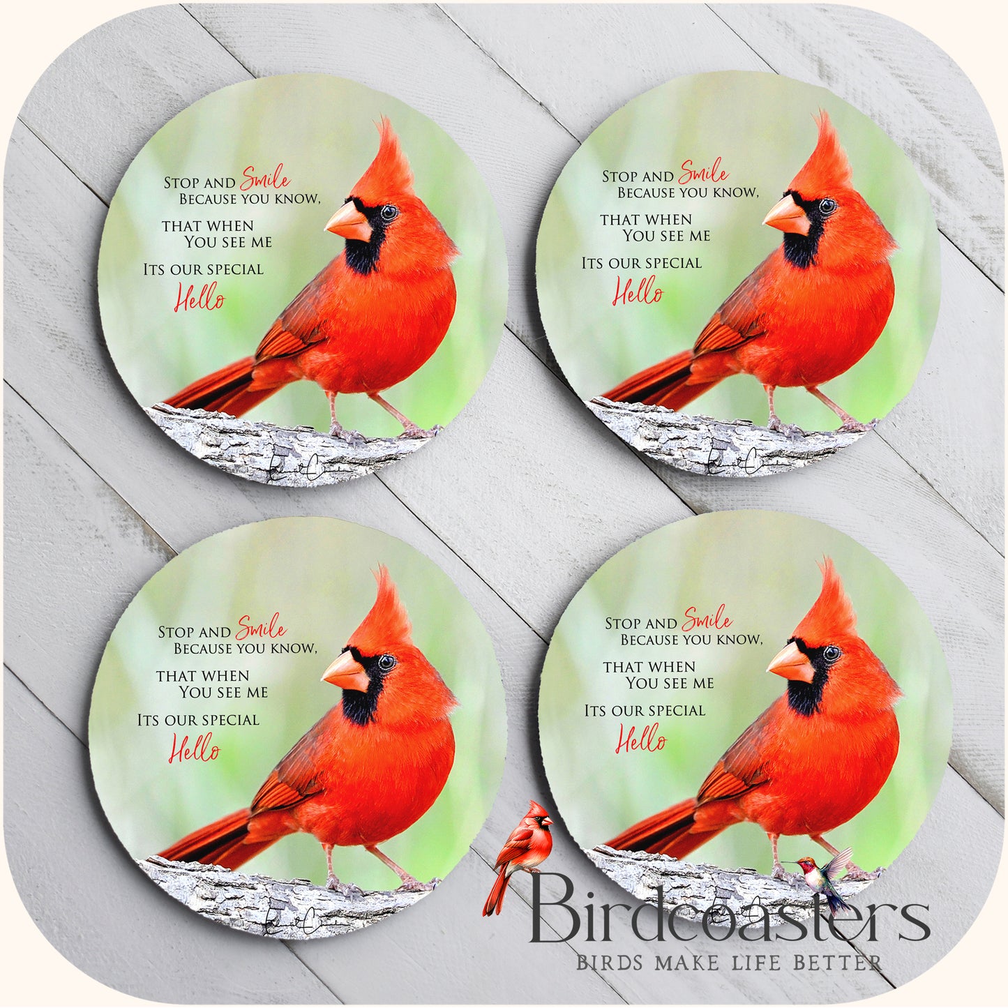 Cardinal with Poem - Stop and Smile