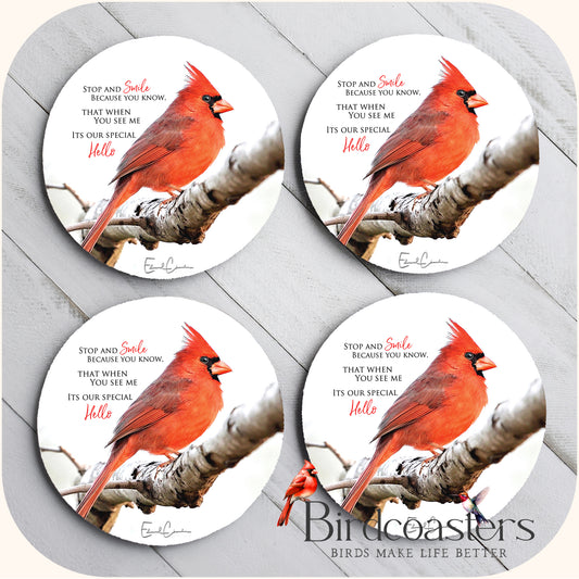 Cardinal with Poem - Stop and Smile