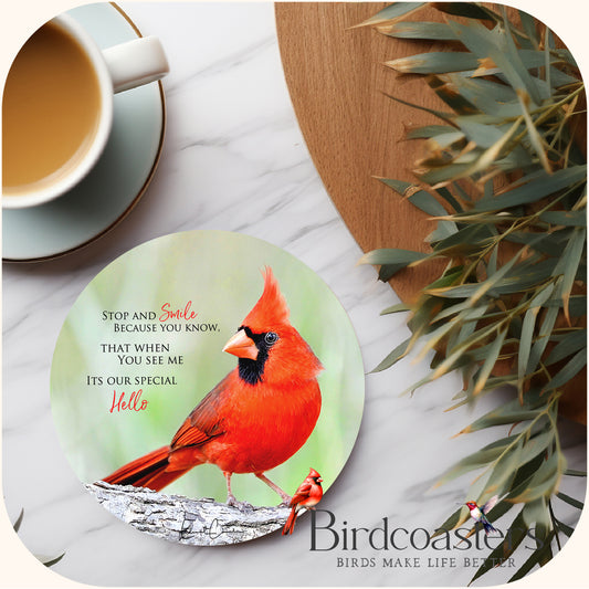 Cardinal with Poem - Stop and Smile
