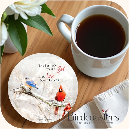 Bluebird and Cardinal with Poem - The Best Way