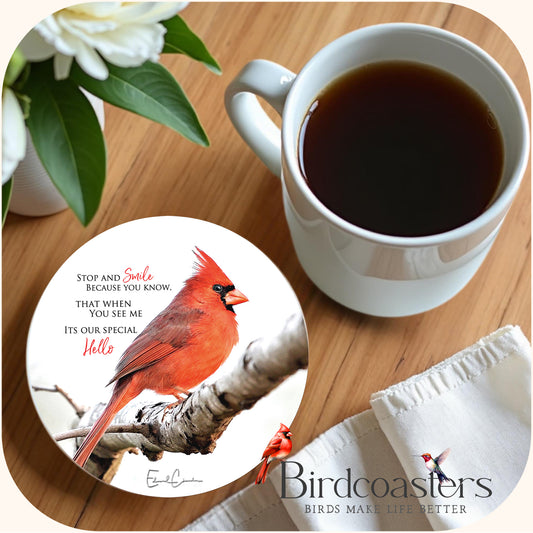 Cardinal with Poem - Stop and Smile