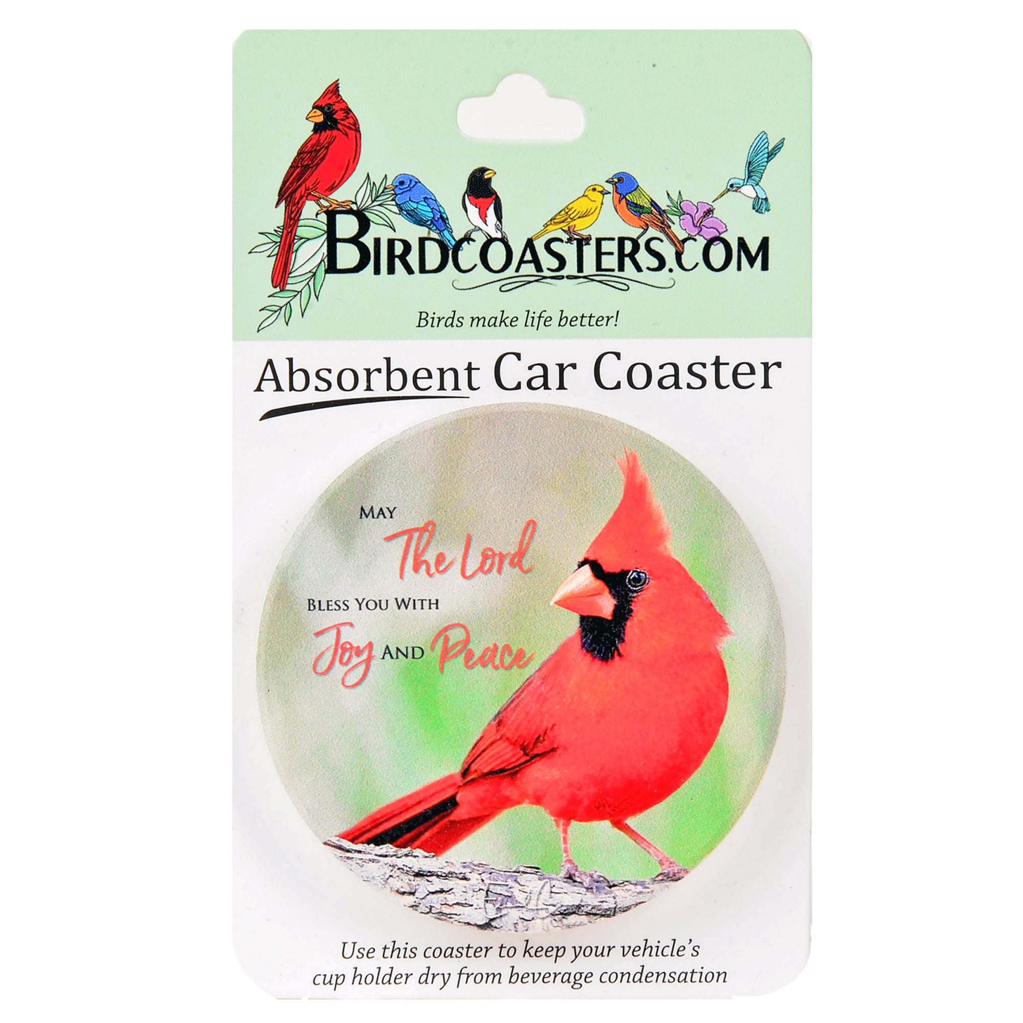 Cardinal with Poem (car coaster) – Birdcoasters